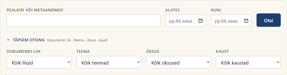 Avaliku dokumendiregistri otsinguvorm