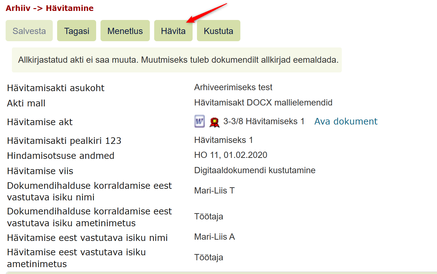 Hävitamine