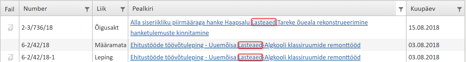 !Filtreerimise näide