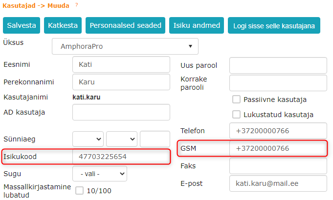 !Isikukood ja GSM kasutajad