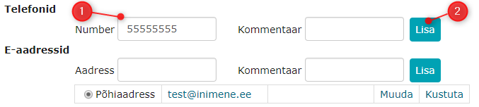 !Isiku telefon ja e-aadress