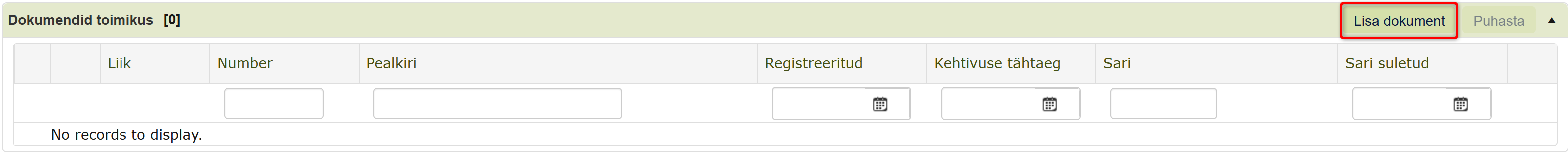 Dokumendi käsitsi toimikusse lisamine