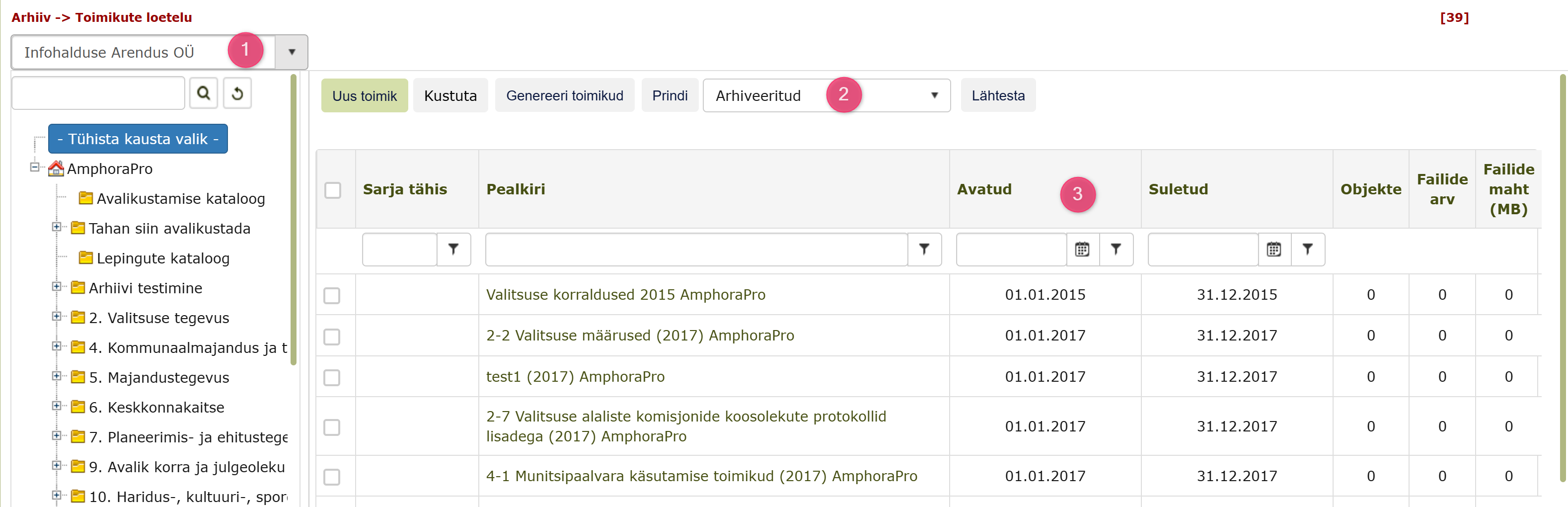 !Arhiivitoimikute filtreerimine