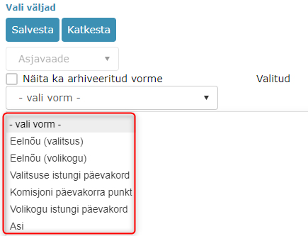 !Asja vormide valik