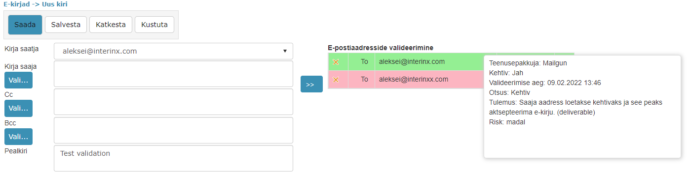 !E-posti aadressi valideerimine