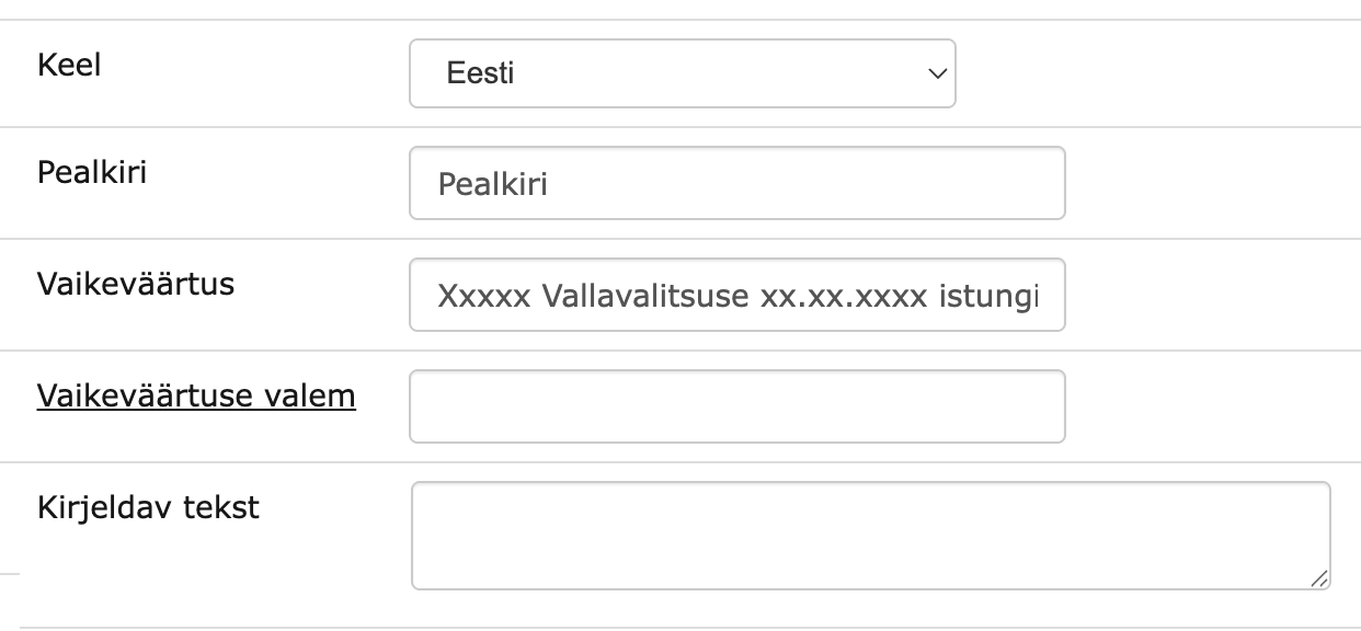 !Vormi seadistamine uus