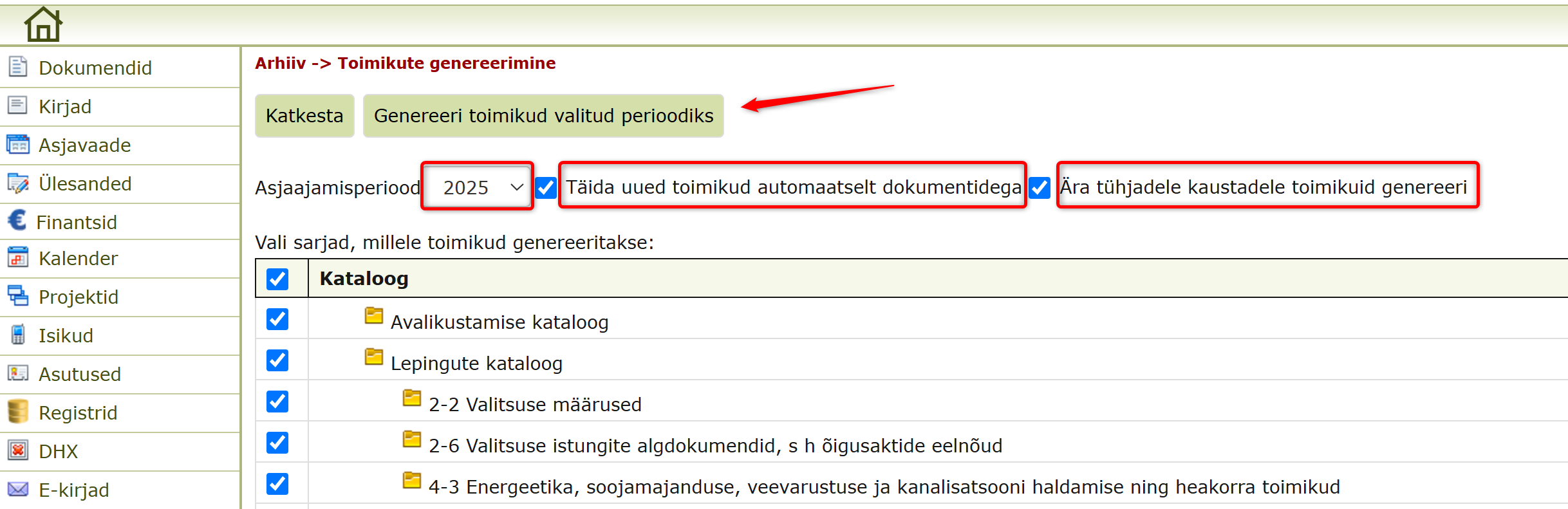 Genereeri toimikud automaatselt