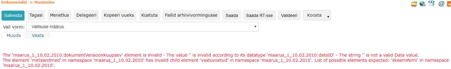 !Valideerimise vead