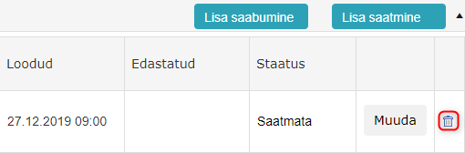 !Edastuse kustutamine