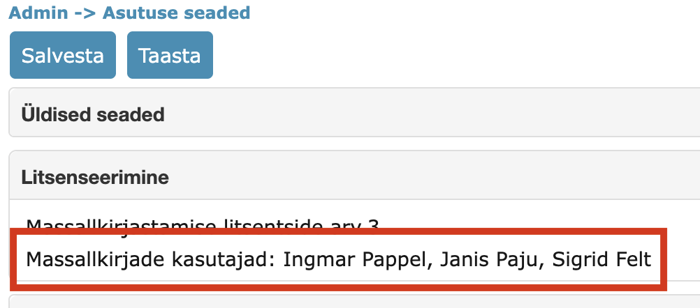 !Mass-allkirjastamise litsentsid
