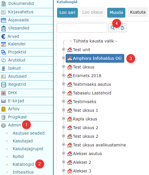 !Üksuse seadete avamine