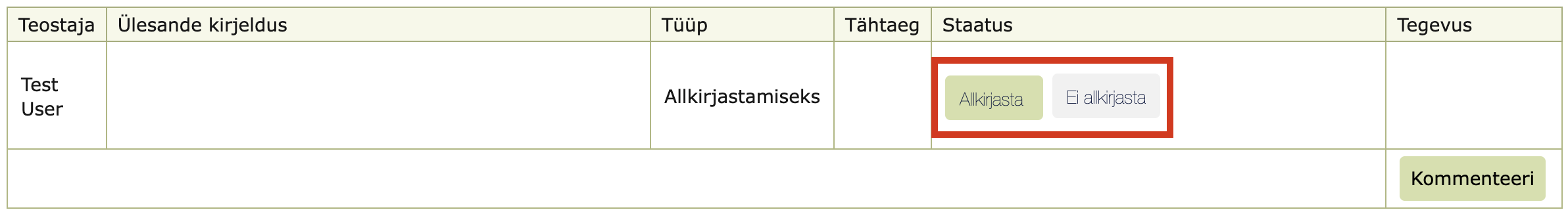 !Allkirjastamise ülesanne