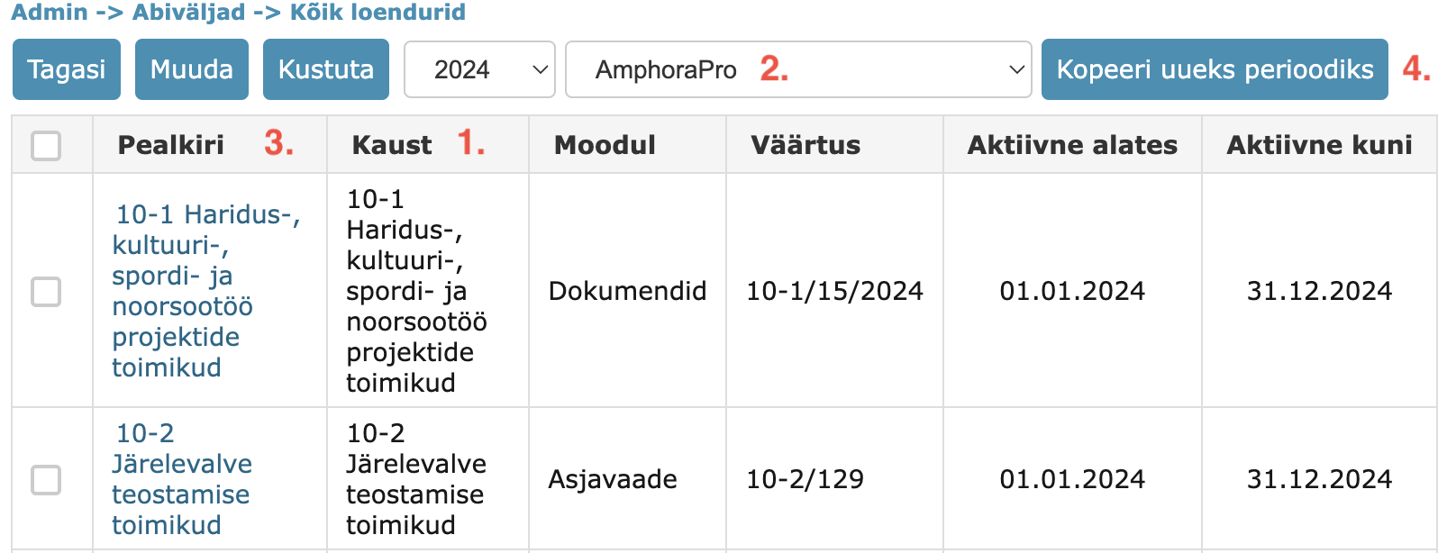 !Kõik loendurid tegevused