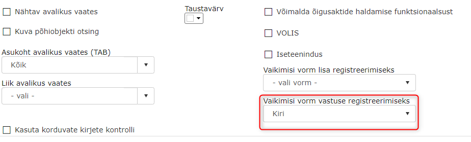 !Vaikimisi vorm Kiri